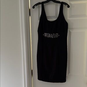 Boston Proper Black Mini Dress with Silver Accents